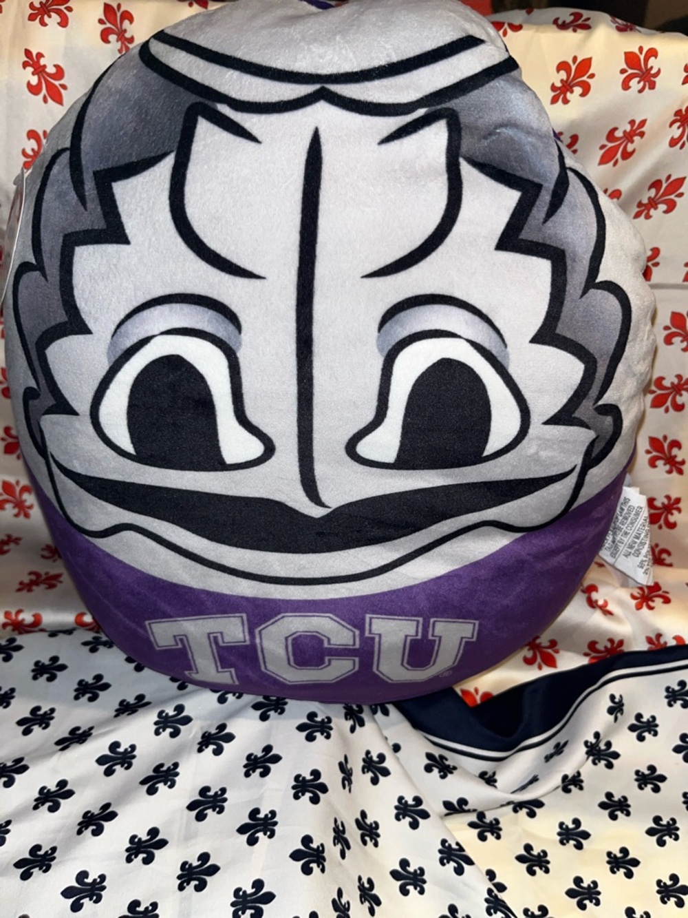 TCU Horned Frog Plush Pillow - Purple Gray Black